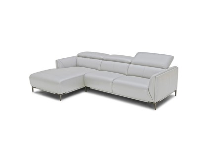 SANSA - Grey Leather Sectional Sofa